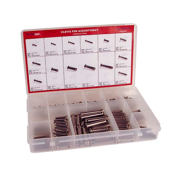 Clevis Pin Asst SS PL 120pc